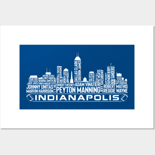 Indianapolis Football Team All Time Legends, Indianapolis City Skyline Posters and Art